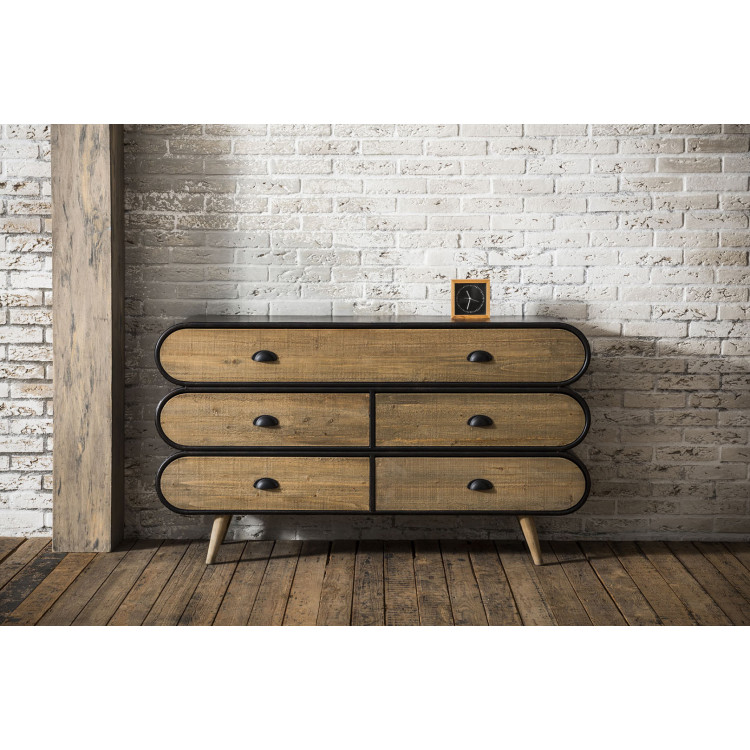 Enfilade scandinave en bois massif et metal noir Martin