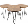 Ensemble de 4 tables basses vintage amovibles en bois massif Justine