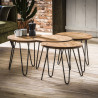 Ensemble de 4 tables basses vintage amovibles en bois massif Justine