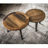 Ensemble de tables basses industrielles en bois et piétement en acier Blandine