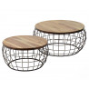 Lot de 2 tables basses contemporaines avec plateau en bois massif Olivier
