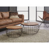 Lot de 2 tables basses contemporaines avec plateau en bois massif Olivier