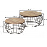 Lot de 2 tables basses contemporaines avec plateau en bois massif Olivier