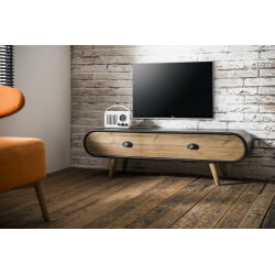 Meuble TV scandinave en bois et métal noir Germain