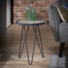 Table basse ronde vintage en bois et métal Ø36 cm Alban