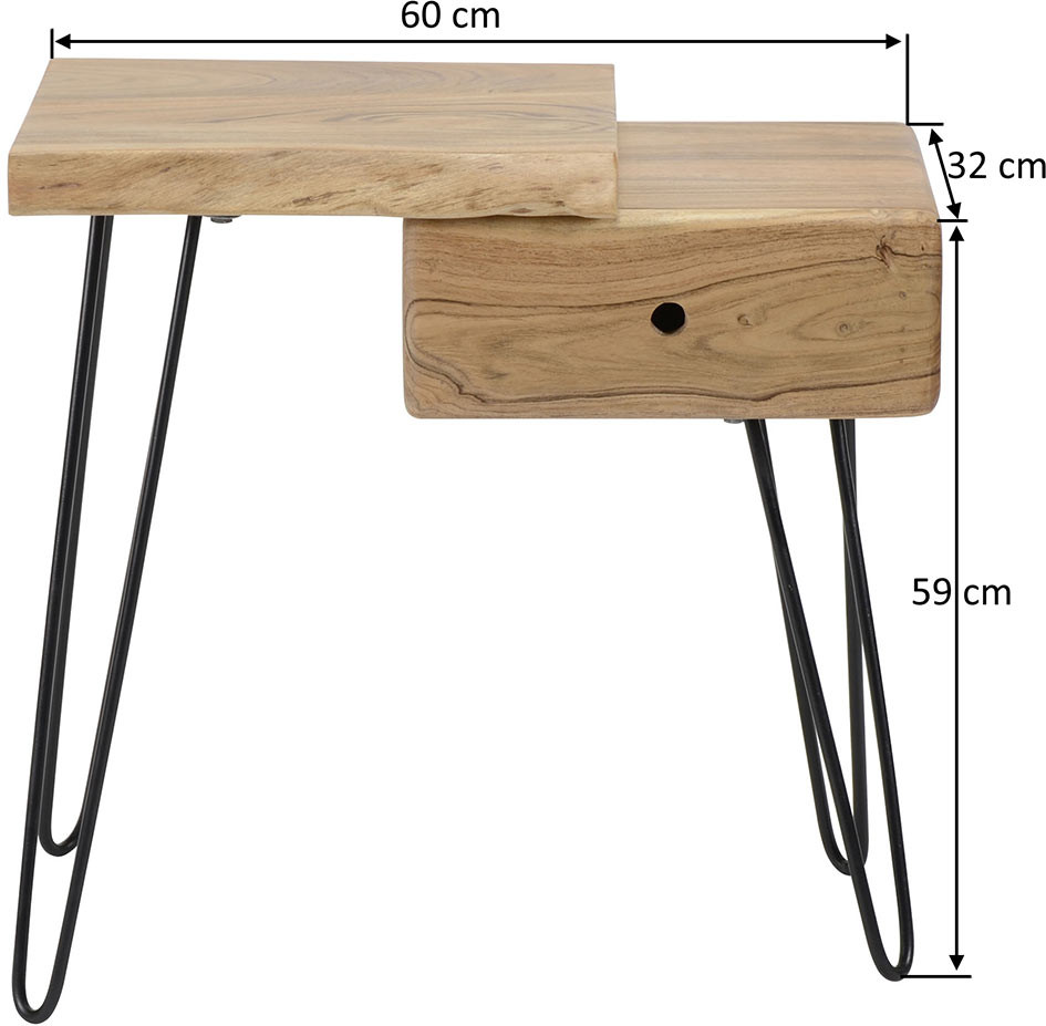 Table De Chevet Vintage En Bois Massif Avec Tiroir A Droite Jules Matelpro