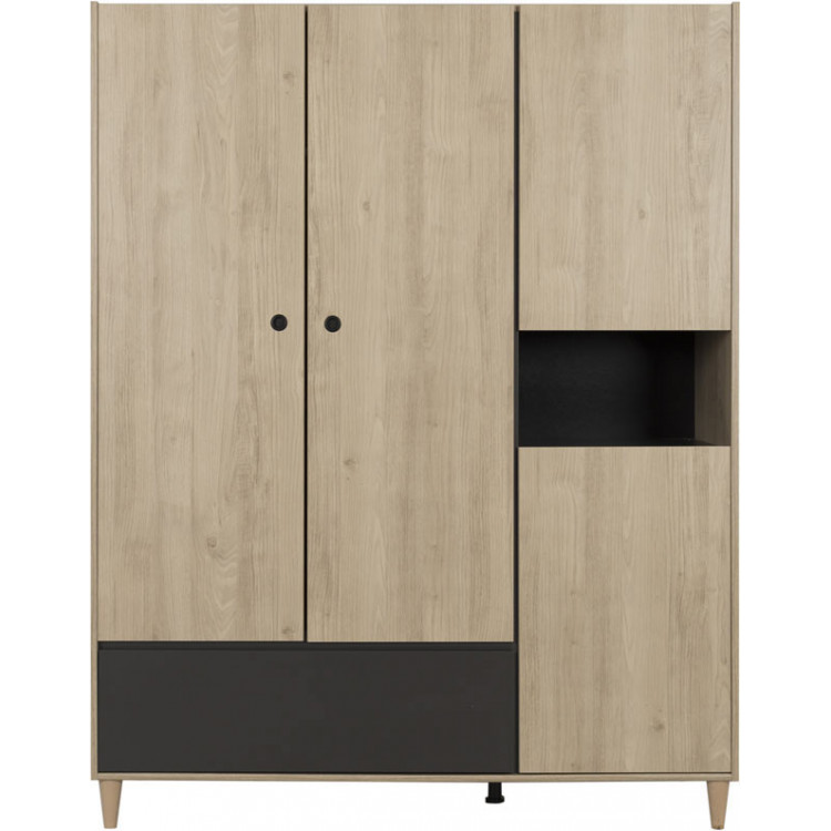 Armoire adulte contemporaine anthracite/chataignier Shiva