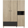 Armoire adulte contemporaine anthracite/chataignier Shiva