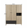 Armoire adulte contemporaine anthracite/chataignier Shiva