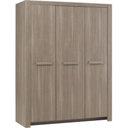 Armoire enfant contemporaine 3 portes chêne fusain Calypso