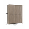 Armoire enfant contemporaine 3 portes chêne fusain Calypso