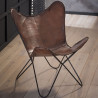 Chaise papillon vintage en cuir (lot de 2) Estelle