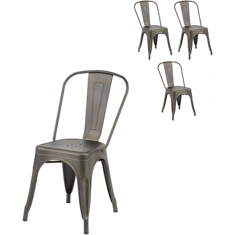 Chaises industrielles en métal marron (lot de 4) Elsa  Matelpro