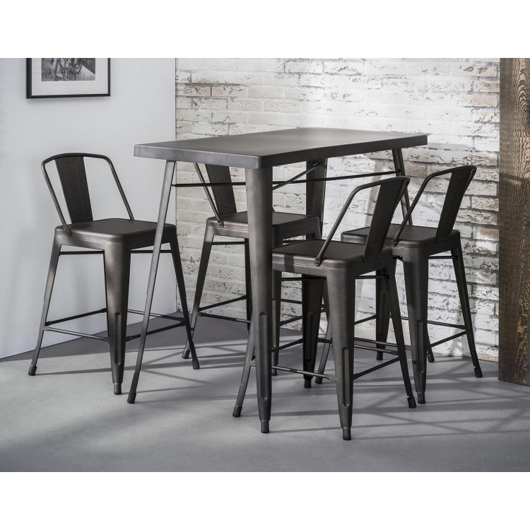 Ensemble industriel de 4 tabourets de bar en métal marron Cyrille