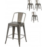 Ensemble industriel de 4 tabourets de bar en métal marron Cyrille