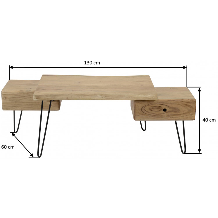 Table basse avec 2 tiroirs rectangulaire, Table Basse de Salon table en