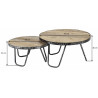 Ensemble de 2 tables basses rondes vintage en bois massif Charlotte