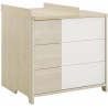 Commode à langer contemporaine chêne clair/blanc Michka