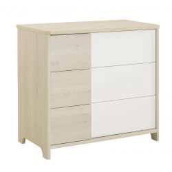 Commode enfant contemporaine chêne clair/blanc Michka