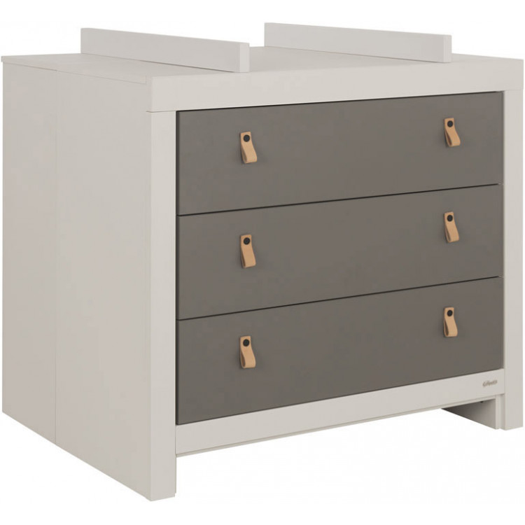 Commode à langer contemporaine gris acier/blanc Suzon