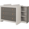 Commode à langer contemporaine gris acier/blanc Suzon