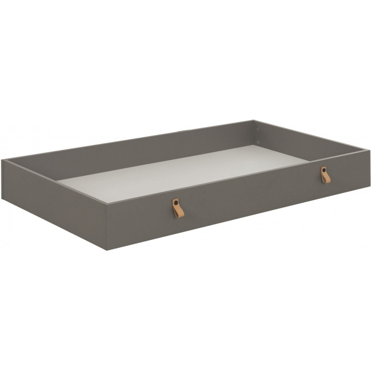 Tiroir de lit contemporain gris acier/blanc Suzon