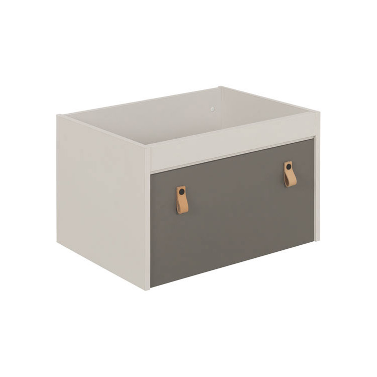Coffre à jouets contemporain gris acier/blanc Suzon
