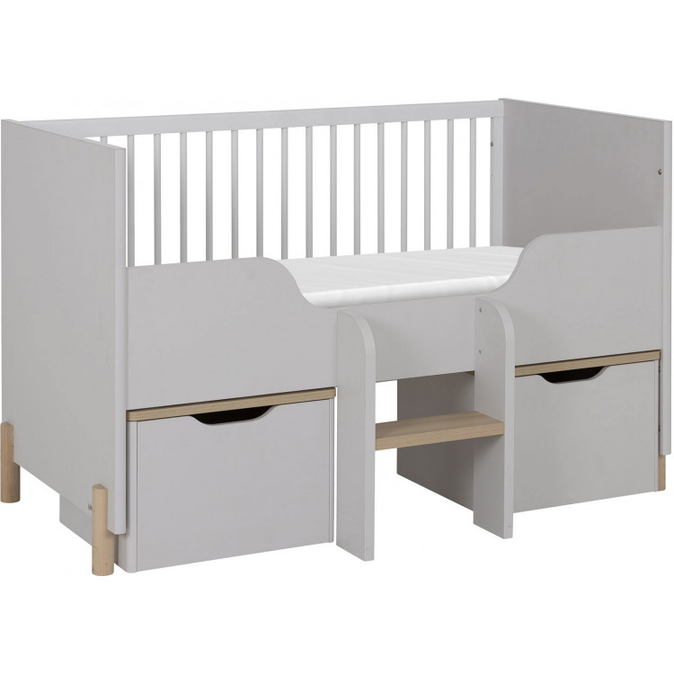 Lit Bebe Scandinave Gris Clair Sidonie Matelpro