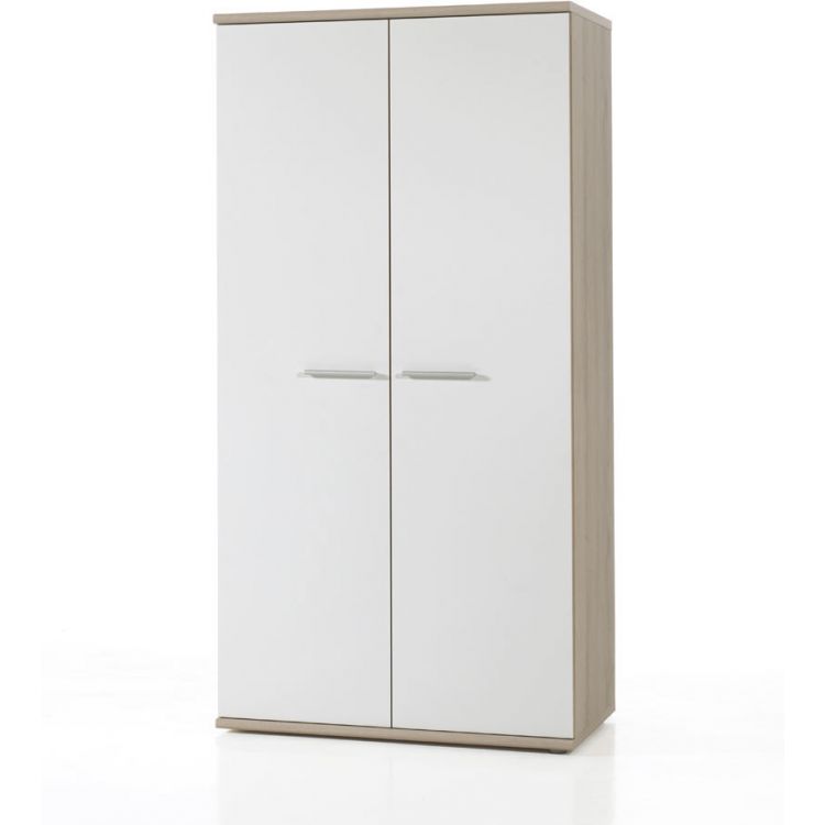 Armoire enfant contemporaine 2 portes chêne clair/blanc Square