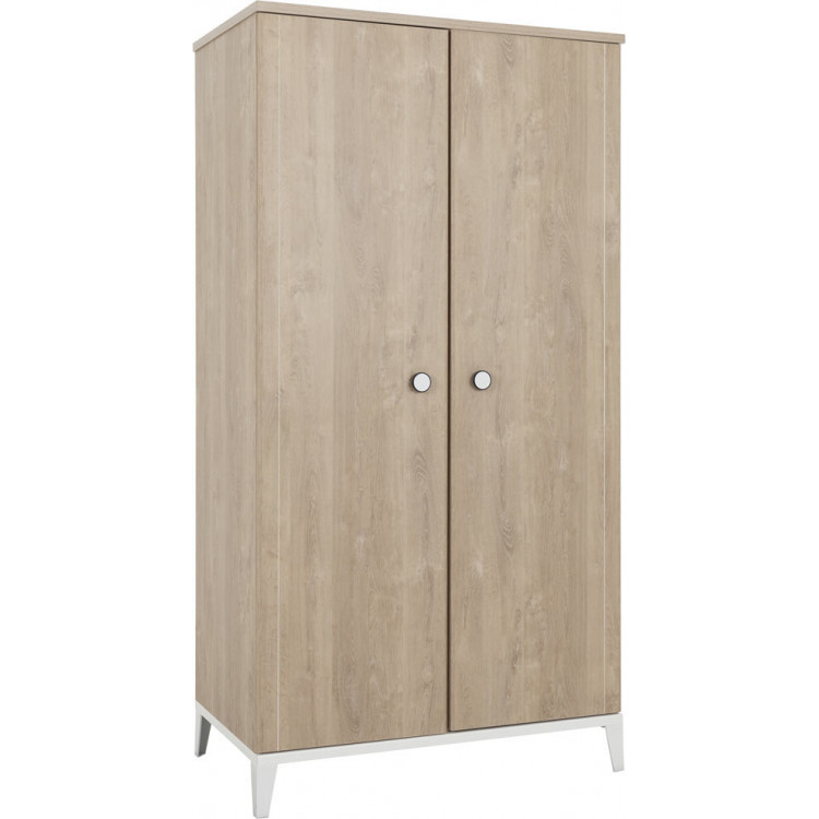 Armoire enfant contemporaine 2 portes chêne clair Manuella