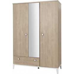 Armoire enfant contemporaine 3 portes chêne clair Manuella