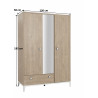 Armoire enfant contemporaine 3 portes chêne clair Manuella