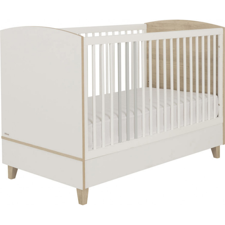 Lit Bebe Evolutif Scandinave Chataignier Naturel Blanc Eugenie Matelpro