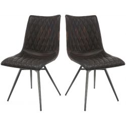 Lot de 2 chaises vintage en PU Emiliano