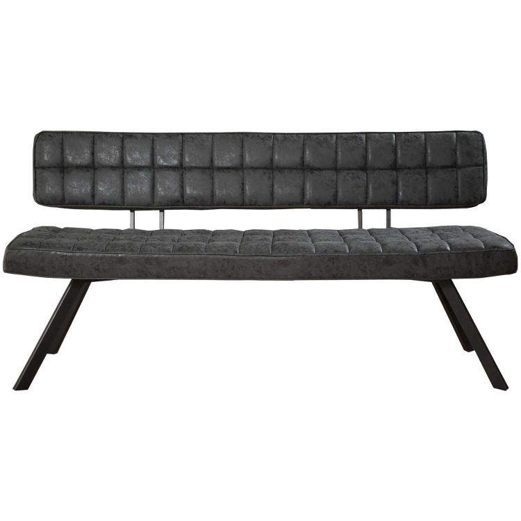 Banc vintage en PU noir 150 cm Emile