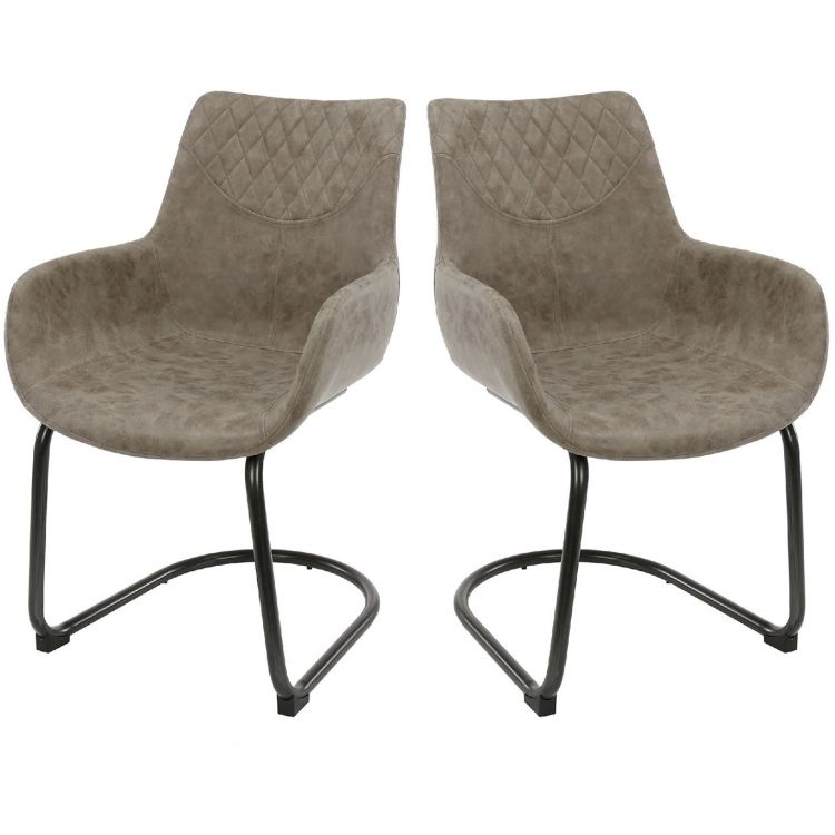 Lot de 2 chaises vintage en PU Leonarda Lot de 2 chaises vintage en PU Leonarda