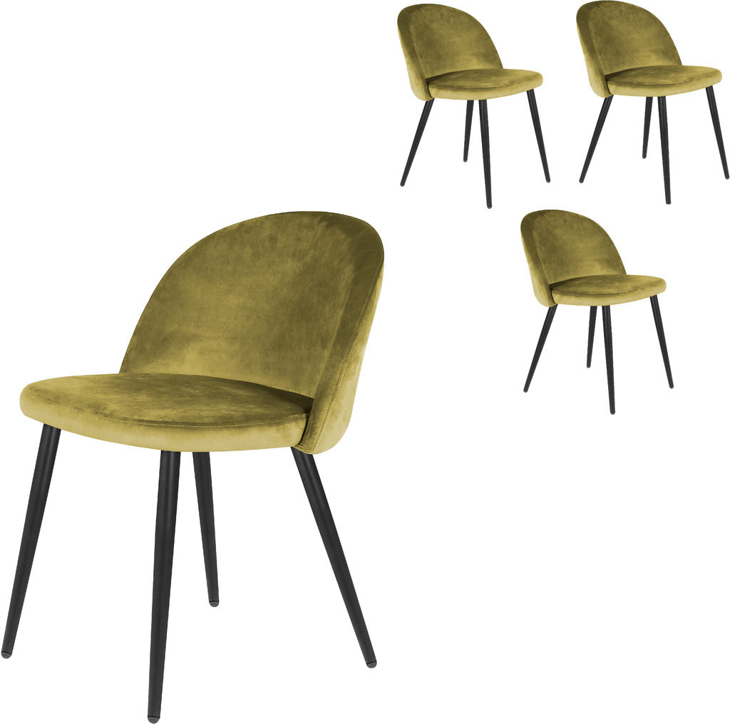 Chaise de salle à manger vintage en velours (lot de 4) Joanie | Matelpro