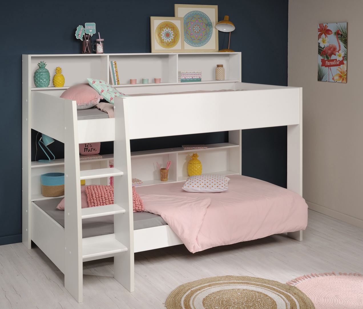 Lits superposés enfant contemporain blanc Taylor Matelpro