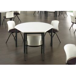 Table d'extension trapézoïdal réglable en hauteur métal argenté et bois chêne moyen Dallas I