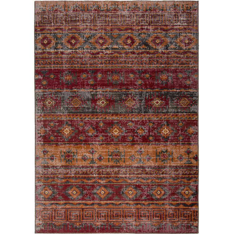 Tapis rayé intérieur et extérieur rouge Balve