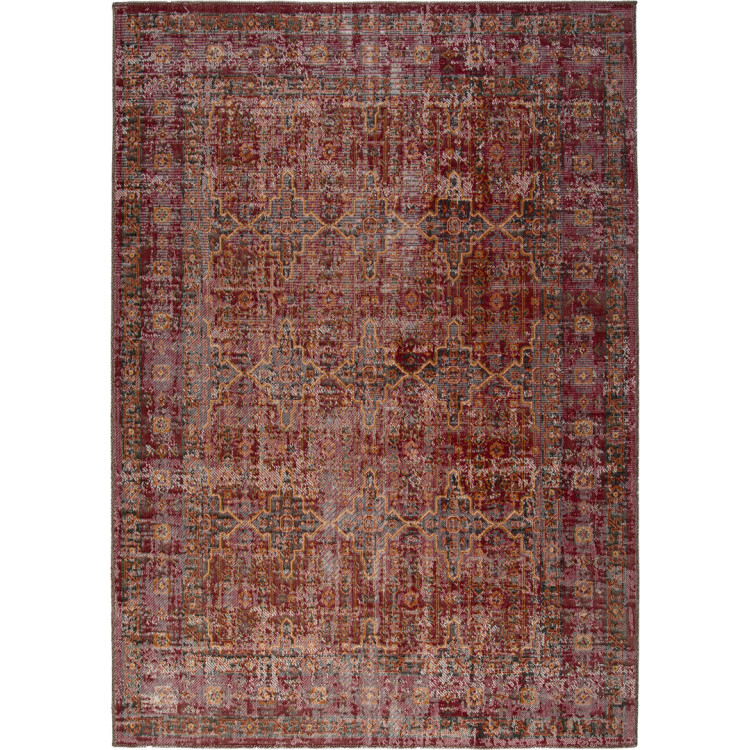 Tapis plat intérieur et extérieur rouge vintage Chieko