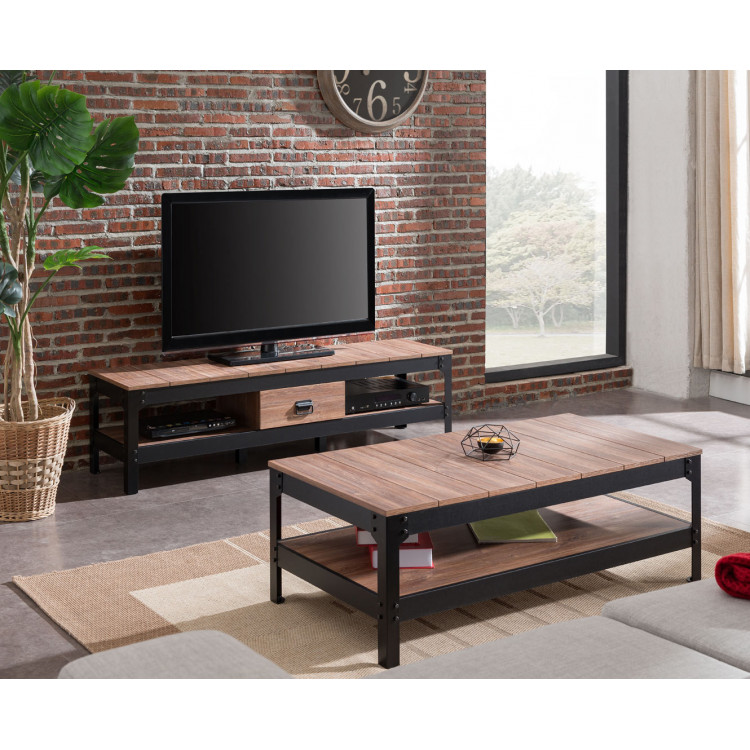 Table basse industrielle chêne/noir Dario