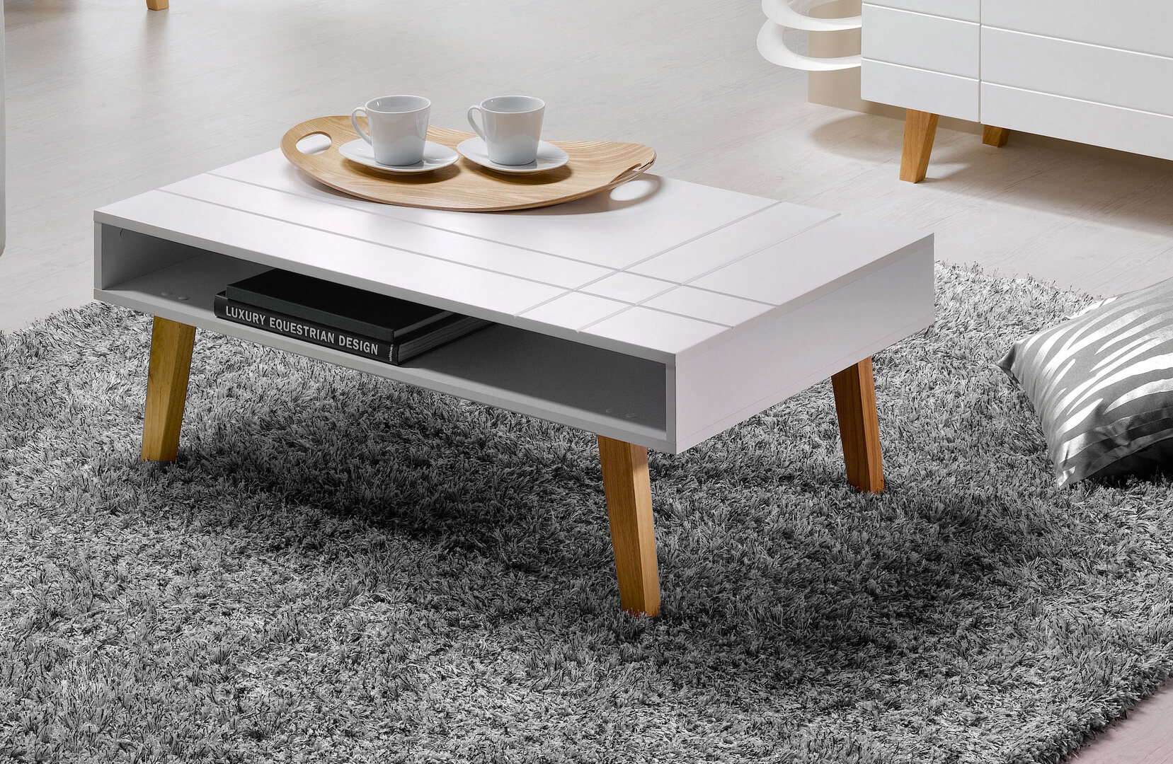 Table basse scandinave blanche Bristol | Matelpro