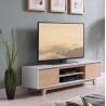 Meuble TV scandinave chêne clair/blanc Helga