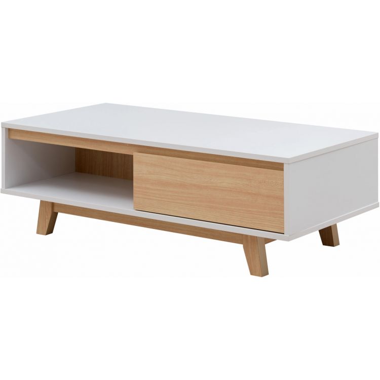 Table basse scandinave chêne clair/blanc Helga