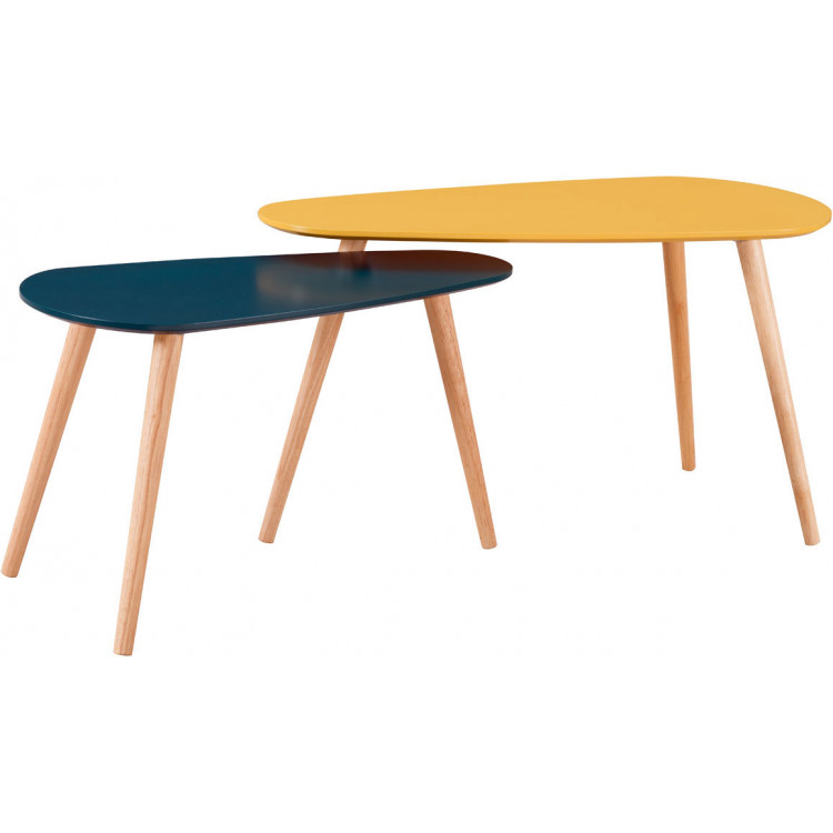 Tables basses scandinaves moutarde/bleu foncé Amanda