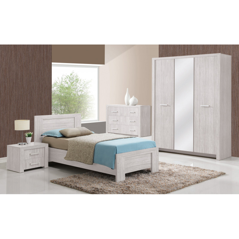 Armoire contemporaine 3 portes chêne clair Melinor | Matelpro