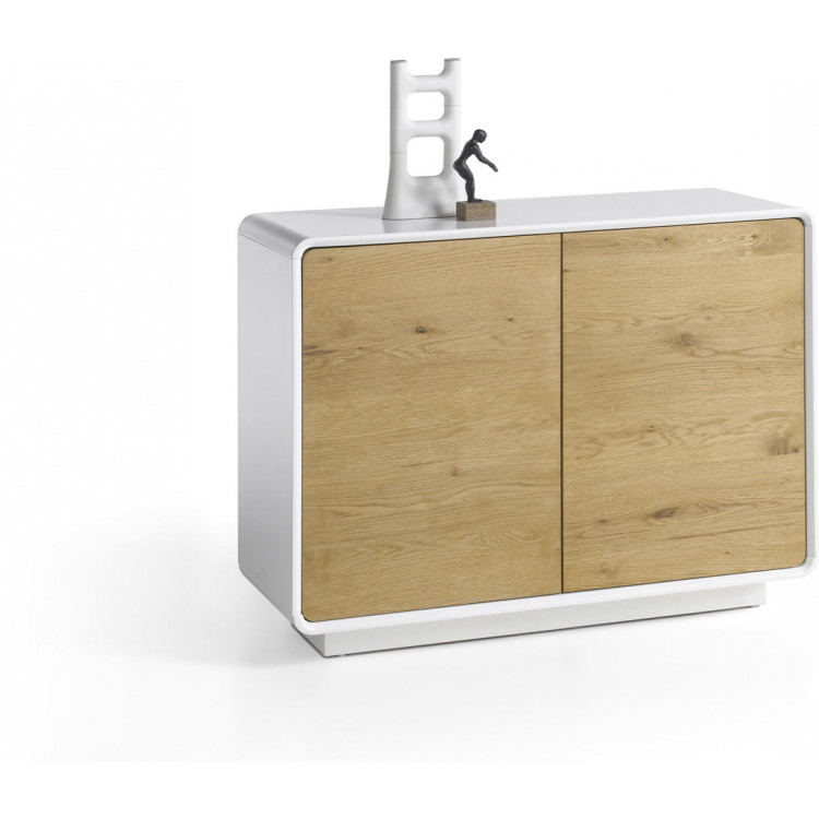 Meuble de rangement moderne 2 portes chêne/blanc Jenaro