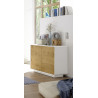 Meuble de rangement moderne 2 portes chêne/blanc Jenaro