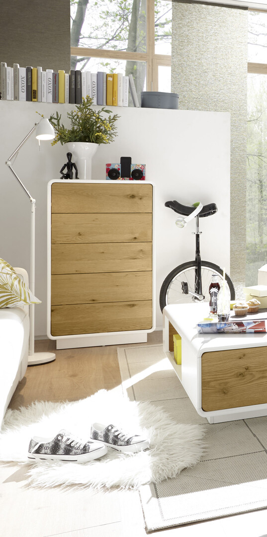 Meuble de rangement moderne 5 tiroirs ch ne blanc Jenaro Meuble de rangement moderne 5 tiroirs ch ne blanc Jenaro